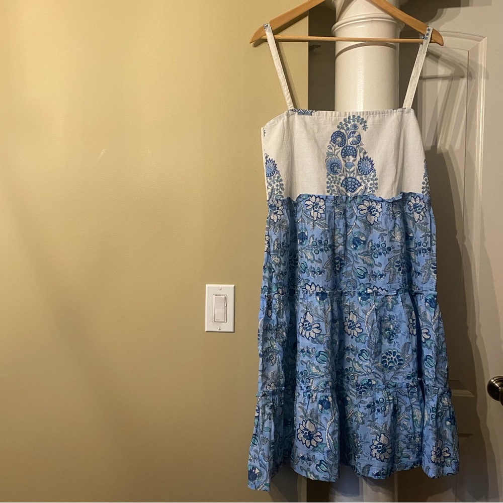 Floral Blue and White Paisley Dress